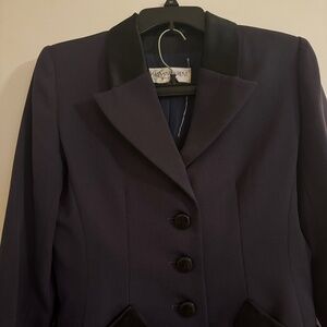 Vintage 90’s Yves Saint Laurent YSL women’s purple black tuxedo suit sz 12 44